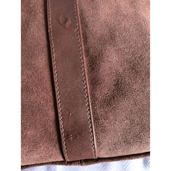 Bath and Body Works Brown Genuine Suede Leather Gold Hardware Purse Bag Tote - Picture 7 of 7